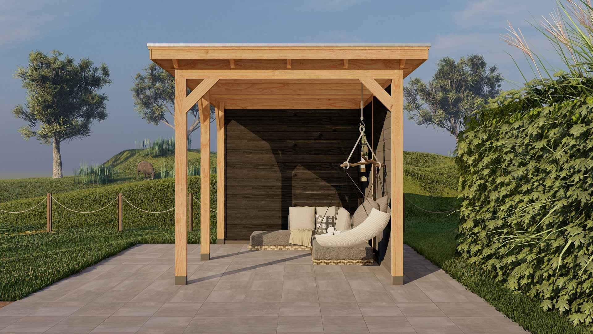 Parijs 12 Buitenverblijf Parijs 2480x3960 mm Onbehandeld Zwart Rechterkant