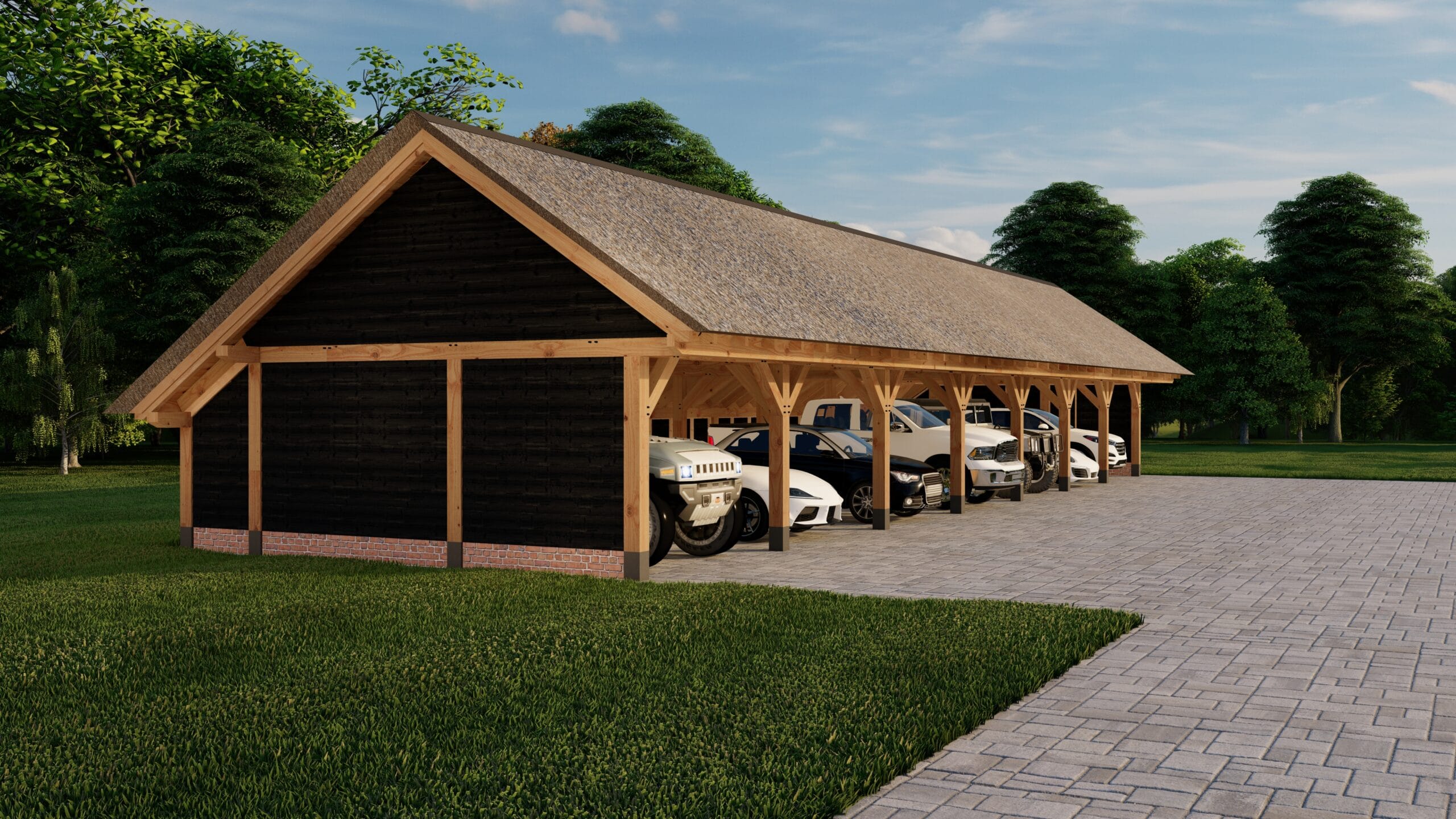 Stockholm XXL 7 Kapschuur Stockholm XXL Dakmaat 25060x7870mm Staandermaat 24000x6630mm Onbehandeld zwart Linkerkant scaled