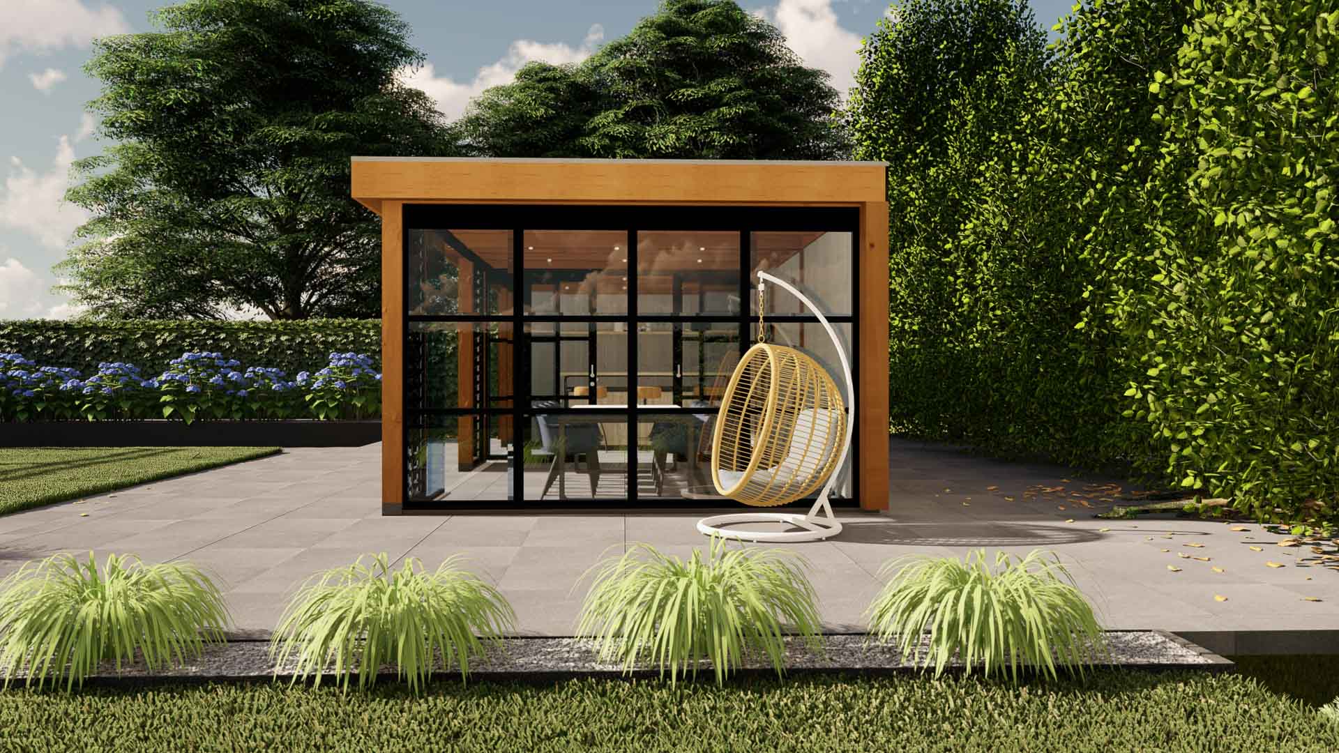 Athene 15 buitenverblijf Athene 3975x9725 mm Douglas Grijs Rechterkant