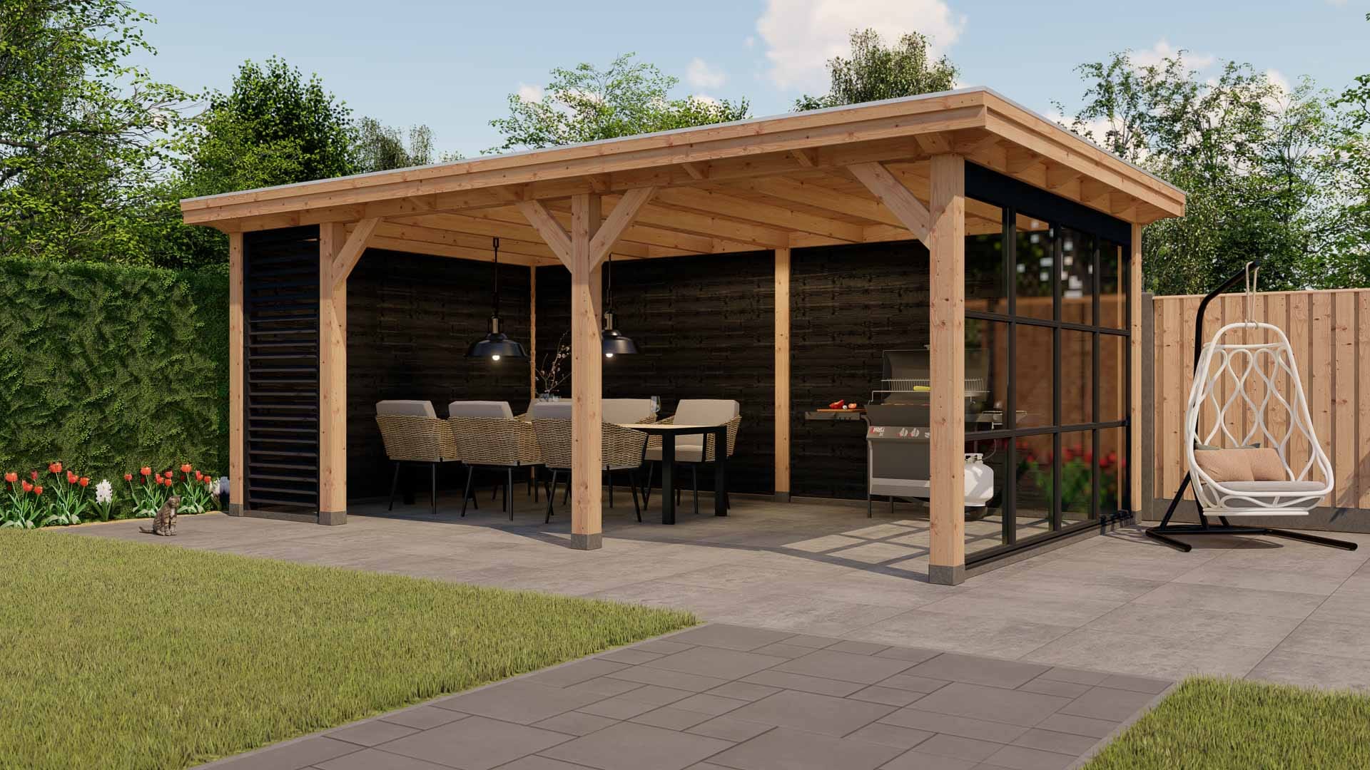 Barcelona 13 buitenverblijf Barcelona 6935x4310mm met steellook rechterzijde