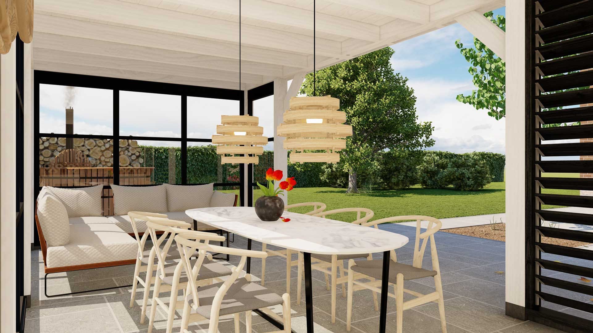 Barcelona 9 buitenverblijf Barcelona Dakmaat 8560x3810mm Staandermaat 8020x3270mm binnenzijde 4