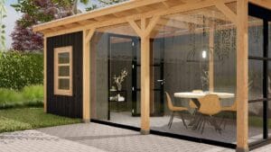 Parijs 16 buitenverblijf Parijs 5940x2480 mm Onbehandeld Zwart Close up 1