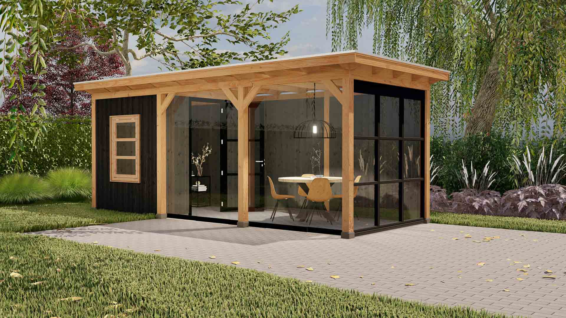 Parijs 9 buitenverblijf Parijs 5940x2480 mm Onbehandeld Zwart Rechterzijde