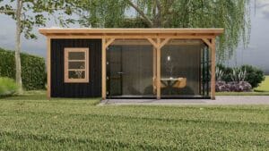 Parijs 18 buitenverblijf Parijs 5940x2480 mm Onbehandeld Zwart Vooraanzicht 1