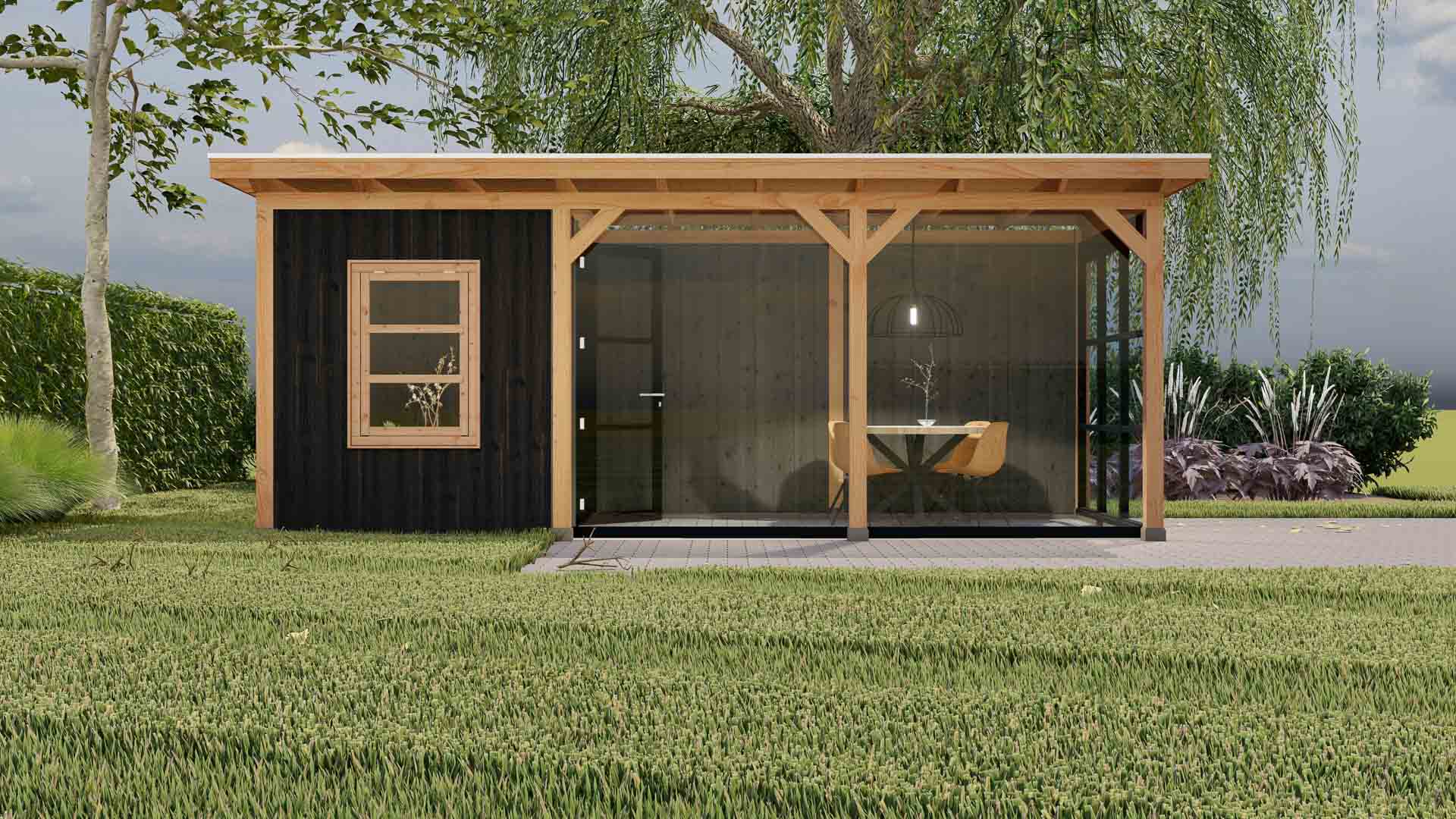 Parijs 2 buitenverblijf Parijs 5940x2480 mm Onbehandeld Zwart Vooraanzicht