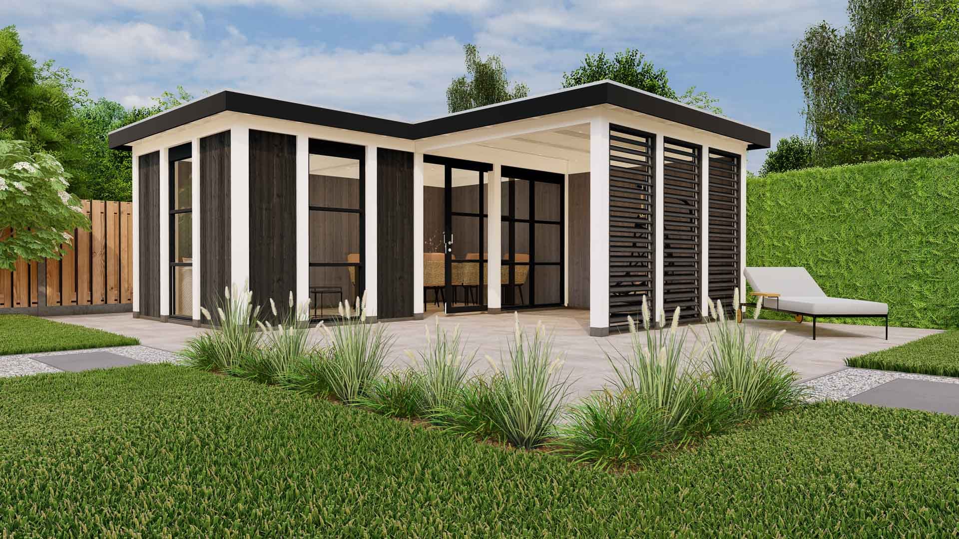 Rome 17 buitenverblijf Rome 7895x6500 mm Wit Zwart Rechterzijde