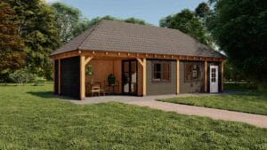 schildkap Dublin XXL Dakmaat 12000x5500 mm Staandermaat 11500x5000 mm Onbehandeld linkerzijde 1