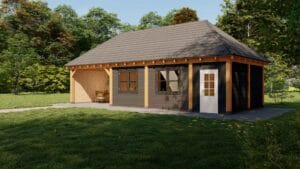 schildkap Dublin XXL Dakmaat 12000x5500 mm Staandermaat 11500x5000 mm Onbehandeld rechterzijde 1