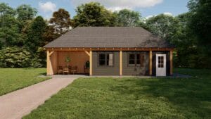 schildkap Dublin XXL Dakmaat 12000x5500 mm Staandermaat 11500x5000 mm Onbehandeld voorzijde 1