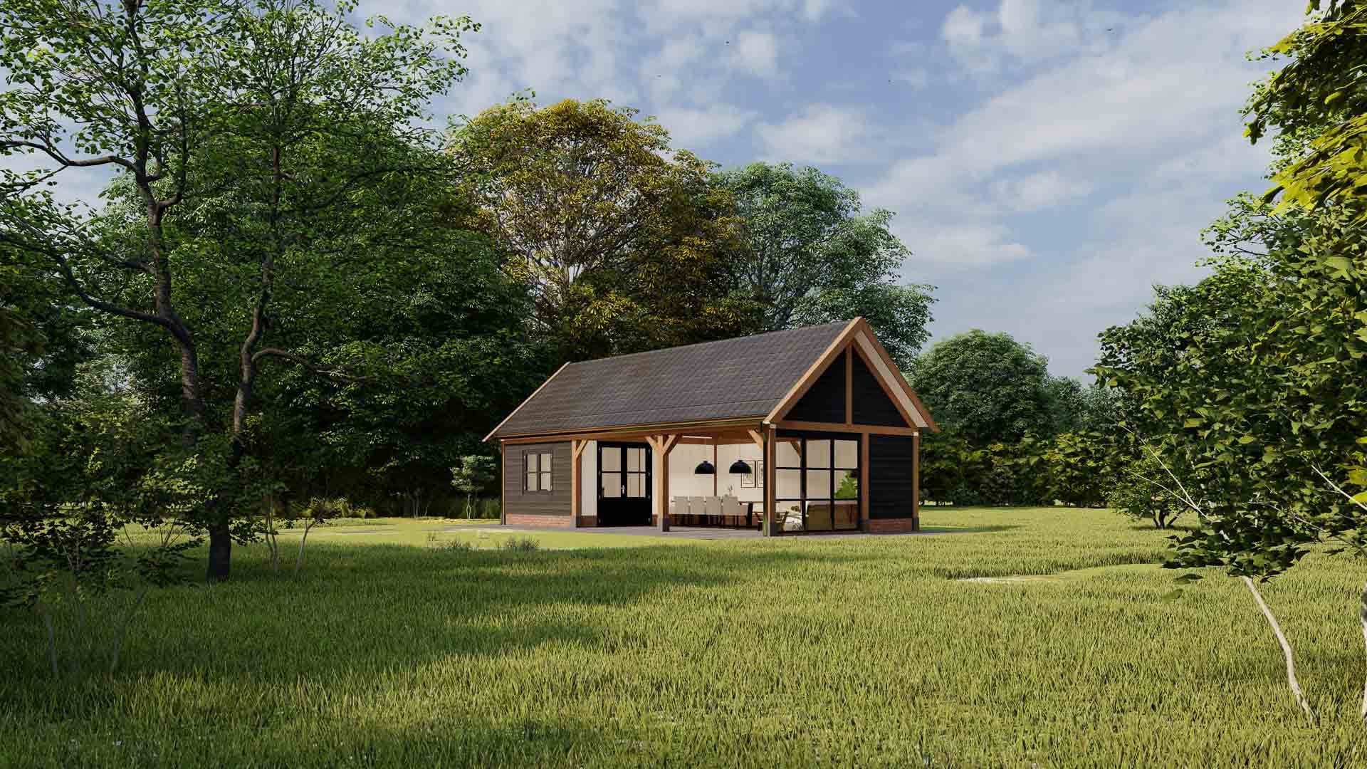 zadeldak Monaco Kapmaat 11970x6150mm Staandermaat 11200x5315mm DOUGLAS rechterzijde veraf